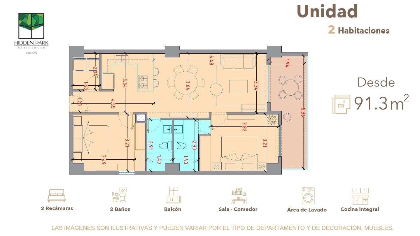 Departamento 80m2 | Hidden Park Mazatlán
