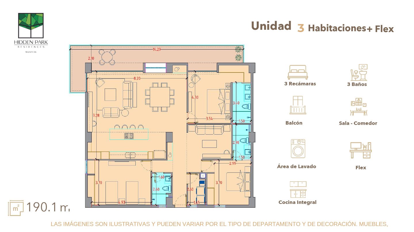 Departamento 160m2 | Hidden Park Mazatlán